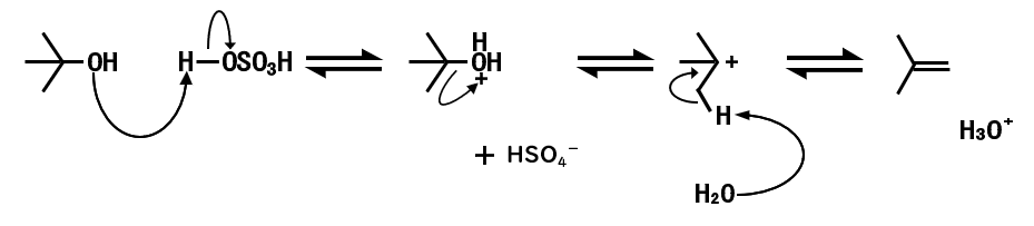 tert-ブタノールの脱水反応機構